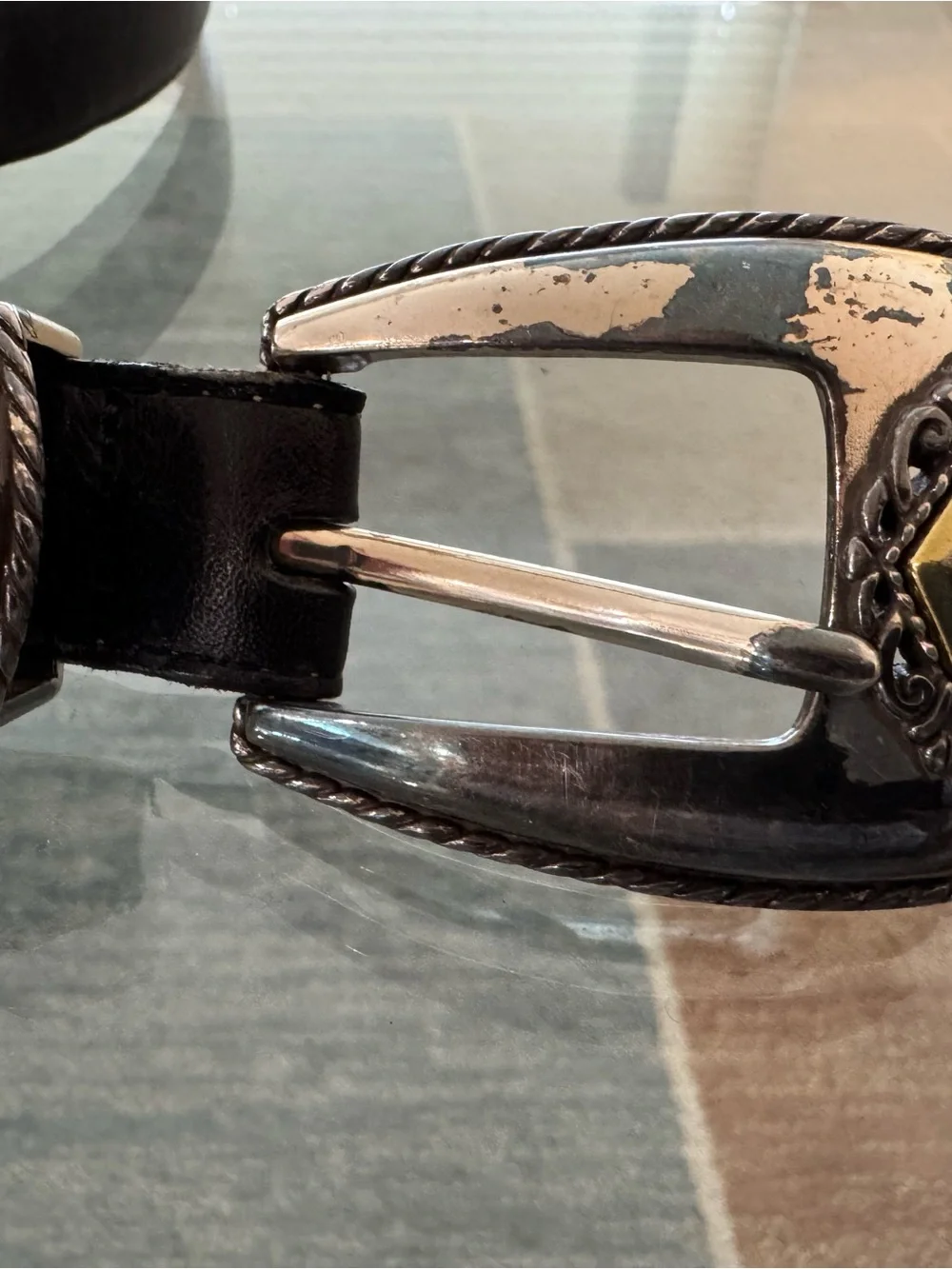 Brighton Black Leather Belt with Silver Western Buckle